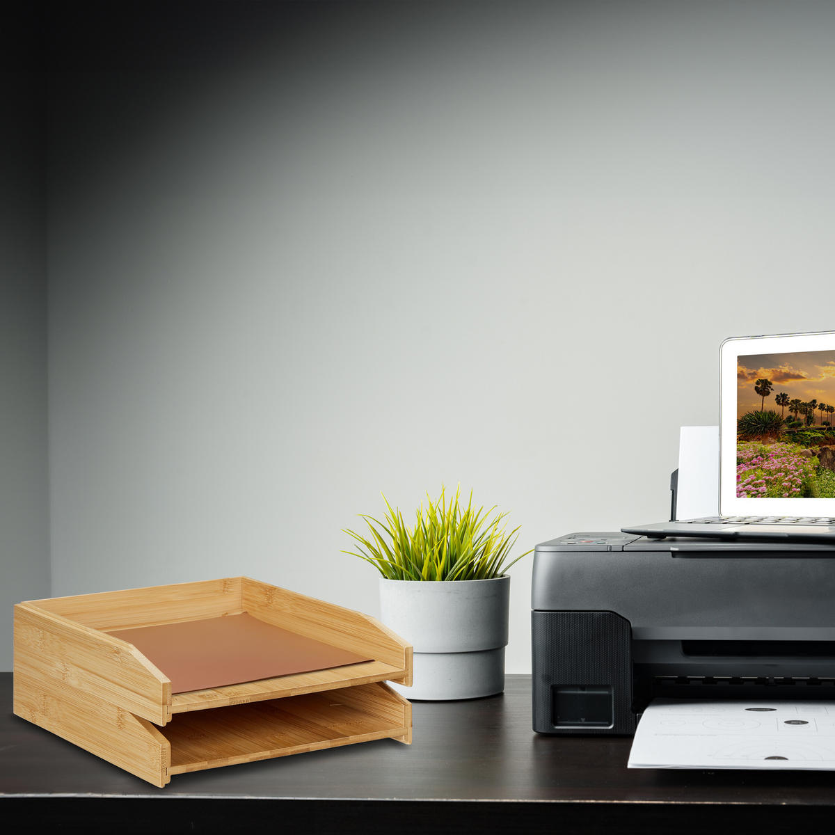 2XZÁSOBNÍK na listy - svetlohnedá, drevo (25/6/33cm) - Relaxdays