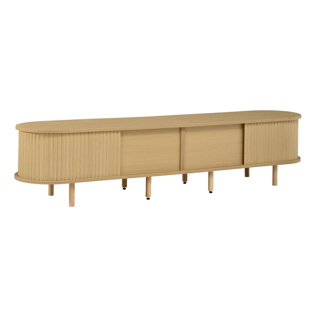 LOWBOARD DE-40408 2 Rattan-Schubladen mit Rolltüren Helle Holzfarbe - Naturfarben, Holzwerkstoff (180/40/40cm) - ComfortXL