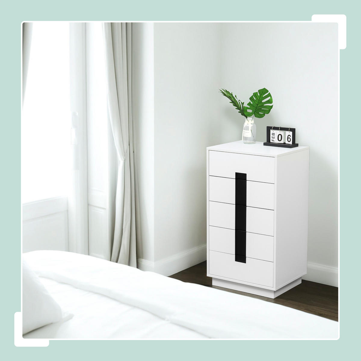 KOMODA - biela, kompozitné drevo (50/88/40cm) - Relaxdays