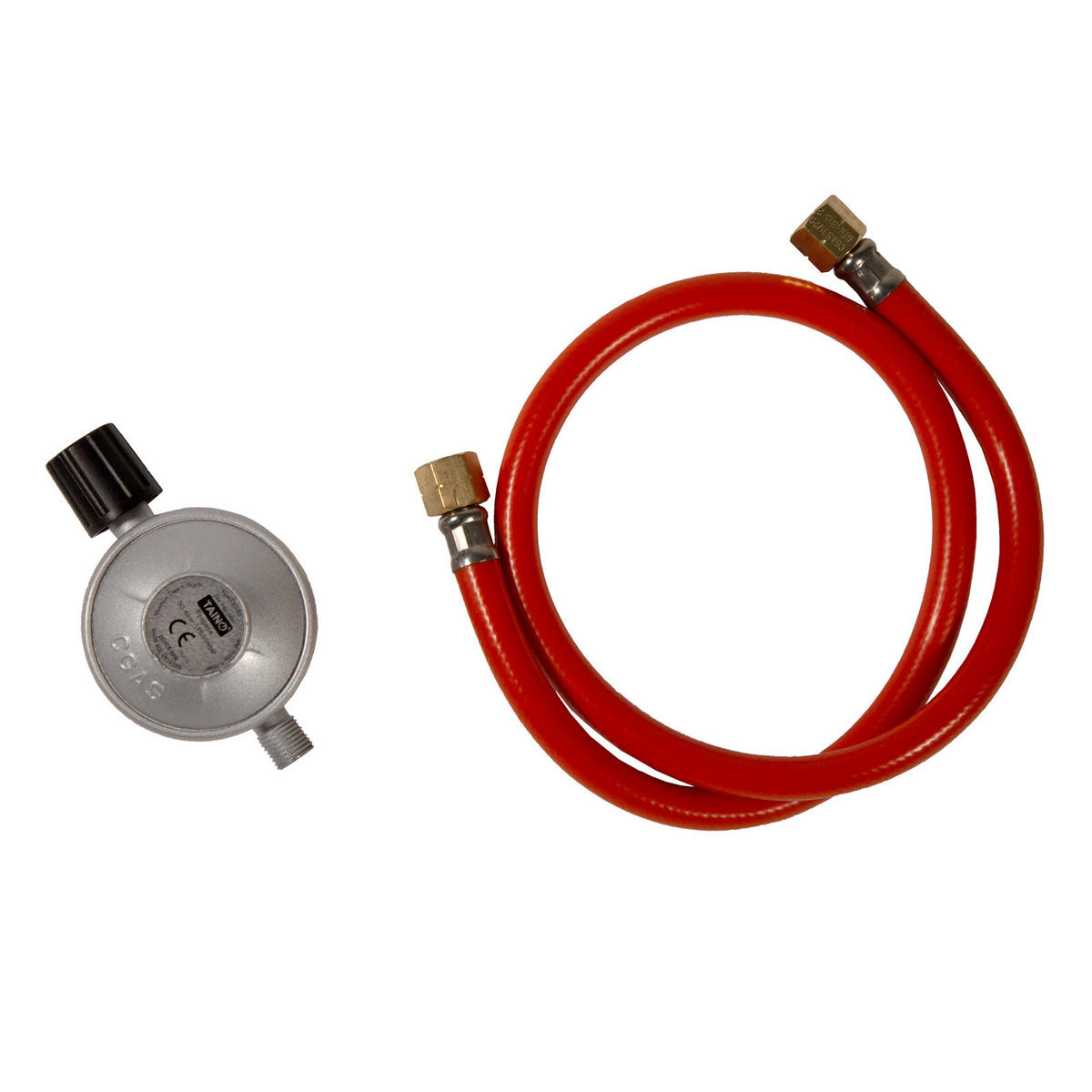 GASDRUCKREGLER mit Schlauch für Kartuschen - Orange, Metall (5/2/80cm) - TAINO