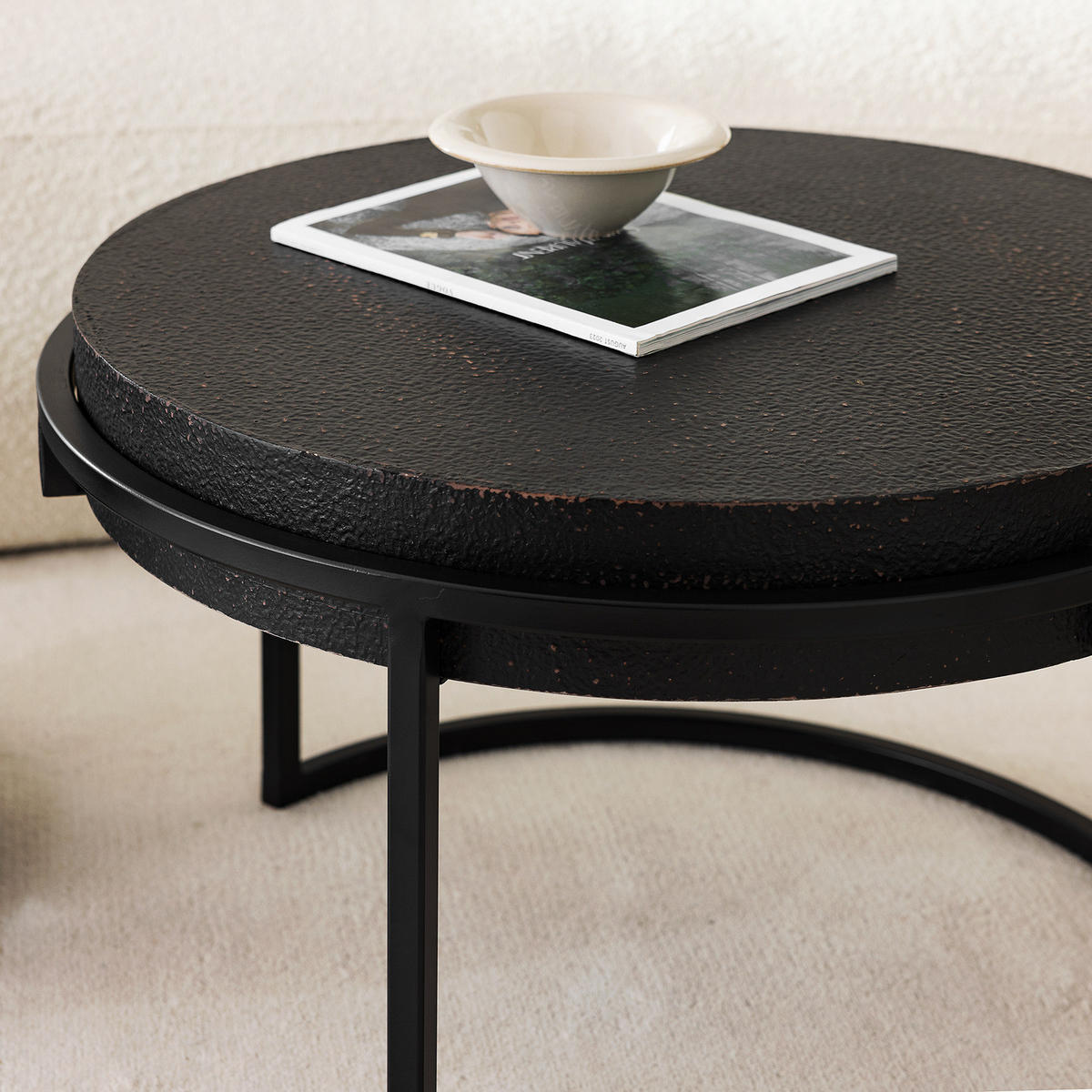 COUCHTISCH-SET - Antik Schwarz, 2-teilig - Schwarz, Holzwerkstoff/Metall (70/70/45cm) - home24