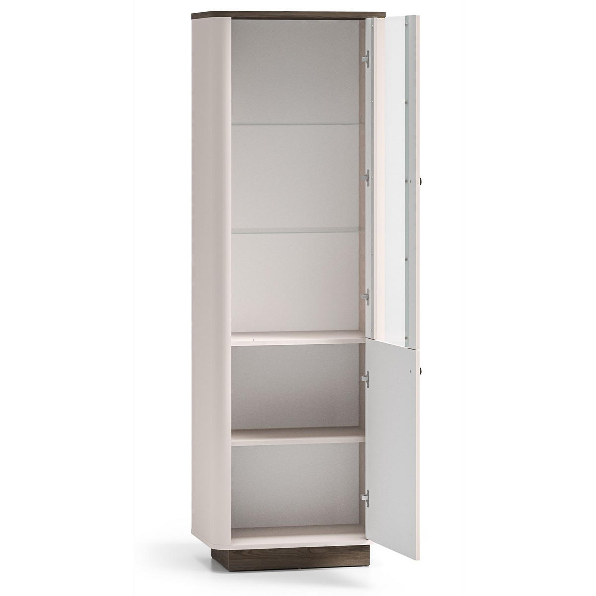 VITRINE Vilavio 2-türig Kaschmirgrau/Eichenoptik 65 cm - Taupe/Dunkelbraun, Holzwerkstoff (65/191.5/40cm) - Selsey