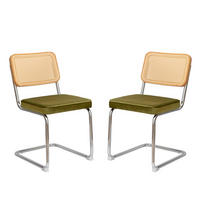 SCHWINGSTUHL DE-36914 4er-Set mit Samtbezug und Rattan-Rückenlehne Grün - Grün, Metall (46.4/84.6/53cm) - ComfortXL