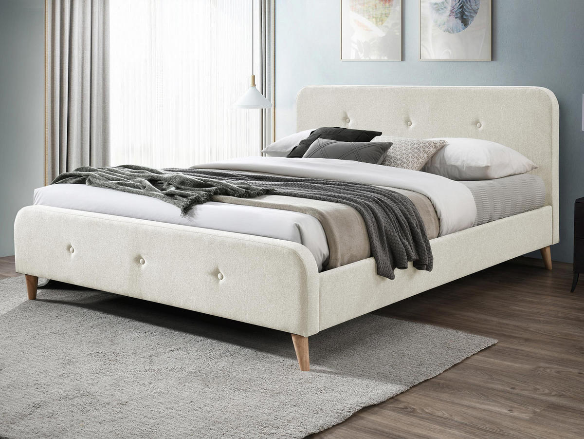 POLSTERBETT Loham New - Beige/Naturfarben, Holz/Holzwerkstoff (160/200cm) - MIRJAN24