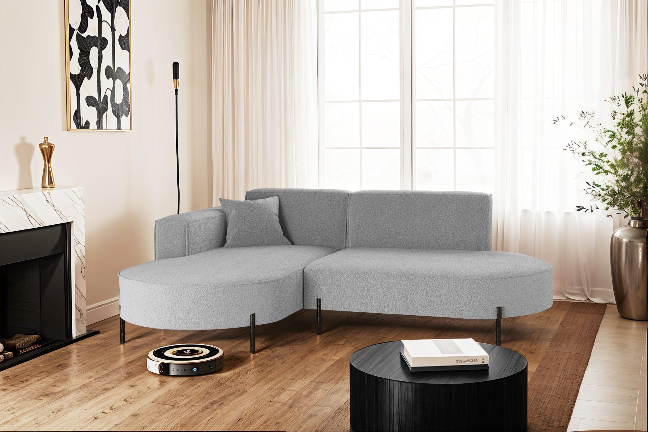 ECKSOFA L-Form Designer Modena Rein Stoff Quelle Grau Links - Grau, Holz/Textil (165/236cm) - Kaiser Möbel