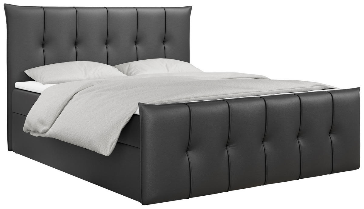 BOXBETT PREMIUM 11 180/200 Dunkelgrau Kunstleder - H4 - Dunkelgrau, Holz/Textil (180/200cm) - MKS