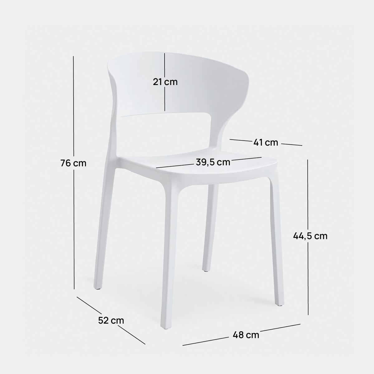 GARTENSTUHL Serin Weiß 48 cm x 76 cm 4er-Set - Weiß, Kunststoff (48/76/52cm) - Klast Home