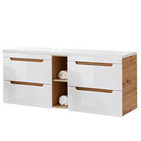 WASCHBECKENSCHRANK Luton-56 - Weiß, Holzwerkstoff (141/62/46cm) - Lomado