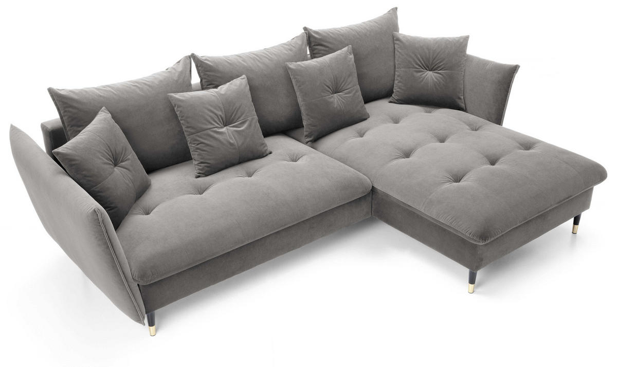 ECKSOFA 260 cm Sagir mit Schalffunktion, Bettkasten, Rechts - Grau - Schwarz/Grau, Holz (258/167cm) - Emporius