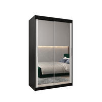 SCHWEBETÜRENSCHRANK 200/120/62 2-türig - Silberfarben/Schwarz, Holz/Kunststoff (120/200/62cm) - Abiks Möbel