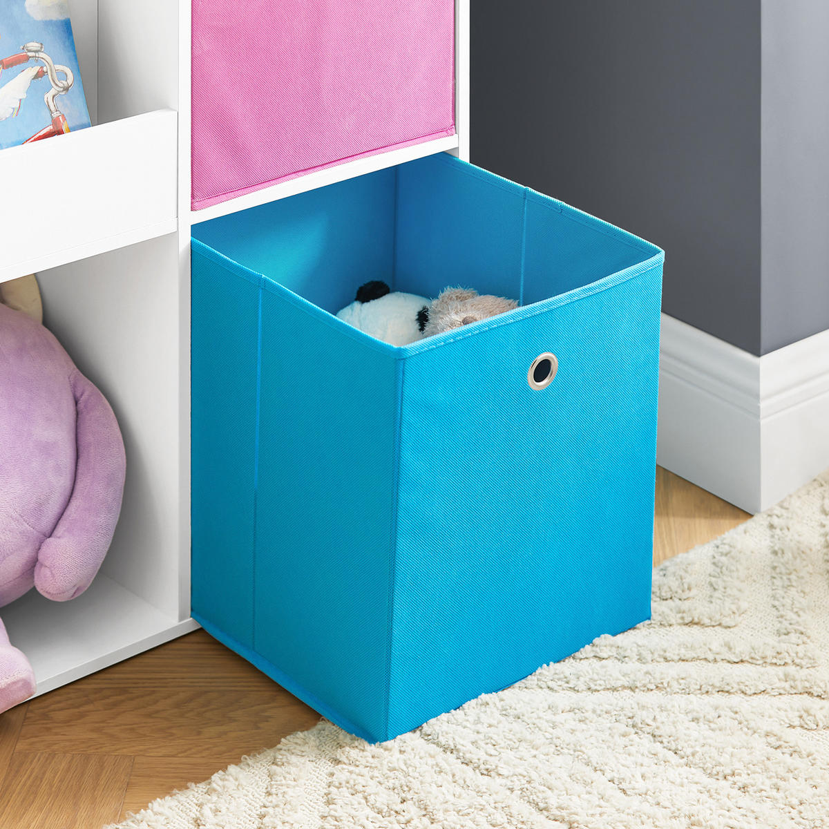 KINDERREGAL Weiß - Blau/Weiß, Holzwerkstoff (89/87/35cm) - SoBuy