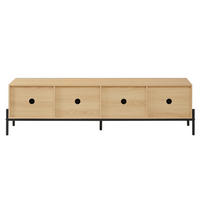 TV skrinka 163,5/40/45 cm prírodná so 4 dvierkami a 3D povrchom z MDF - svetlohnedá, kompozitné drevo (163.5/45/40cm) - OKWISH