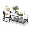 COUCHTISCH 2er Set, Marmoroptik mit Ablage & Metallrahmen, Schwarz + Gold - Schwarz, Holz (112/58/10cm)