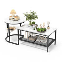 COUCHTISCH 2er SET, Weiß + Schwarz - Schwarz/Weiß, Metall (80/46/41cm)