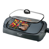 KONTAKTGRILL AD6610 Elektrisch 2200 W Antihaftplatten Schwarz - Schwarz, Kunststoff (52/10/28cm) - Adler