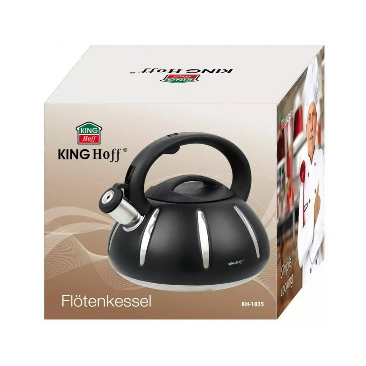 WASSERKESSEL Schwarz 25/24/21 cm KH1835 - Schwarz, Metall (25cm) - Kinghoff 