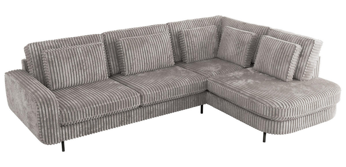 ROHOVÁ SEDAČKA CALENO L - Světle šedá Manšestr - Levá Strana - černá/světle šedá, kov/textil (317/225cm) - MKS