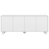 KOMODA Adel se 4 dvířky a kulatými nožkami, 204 cm, bezúchytková, bílá - bílá, kompozitní dřevo (204/81/38cm) - Beautysofa