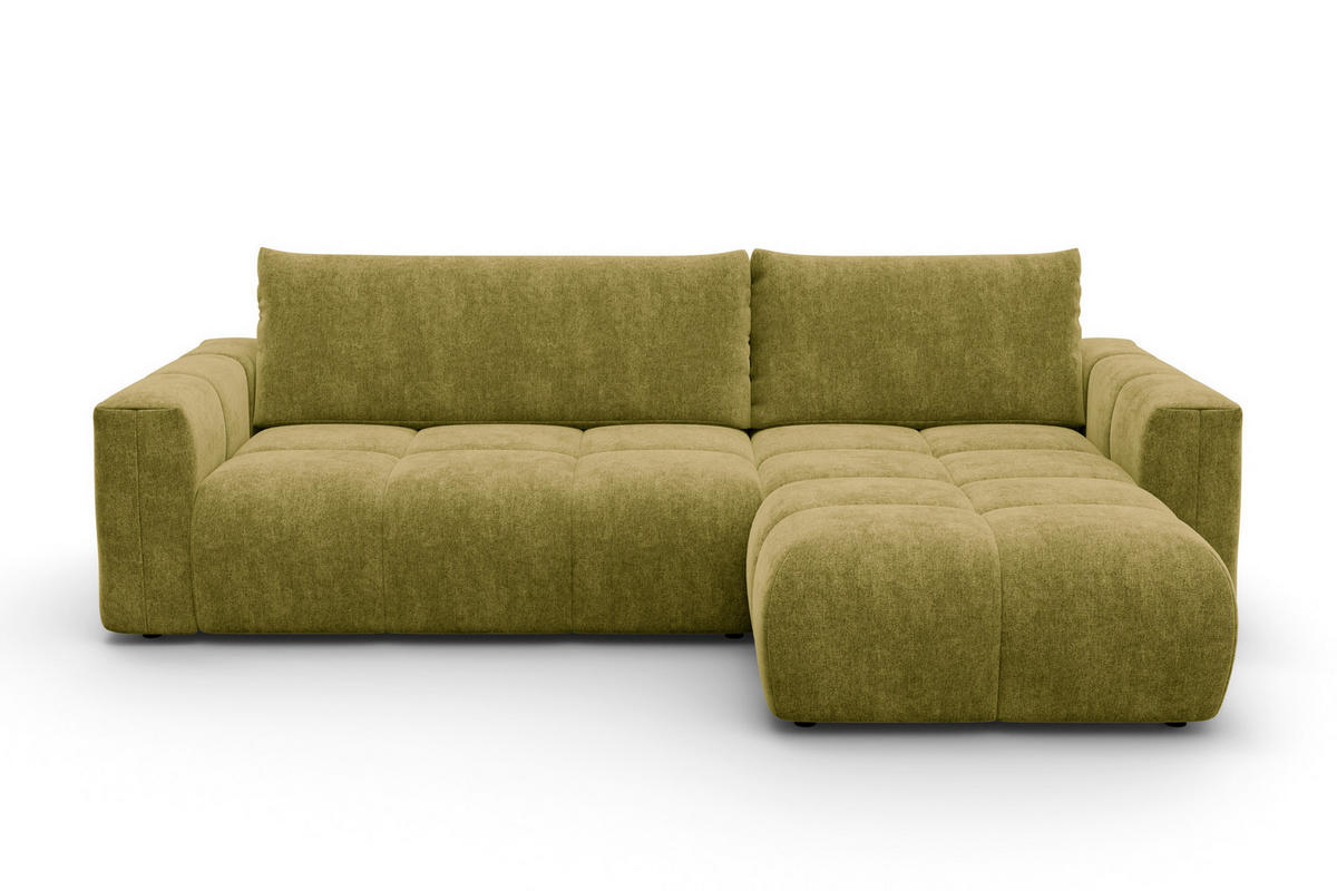 ECKSOFA VERONA 4-Sitzer rechts, Khaki - Schwarz/Grün, Holz/Textil (266/173cm) - Courtois Laville