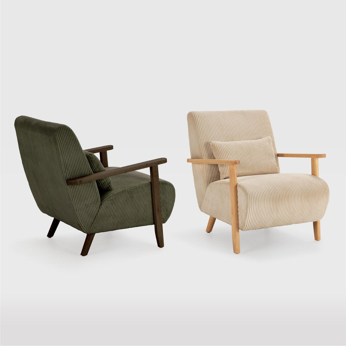 SESSEL aus Stoff mit Holzbeinen L70 cm - BONNIE - Beige, Textil (83/84/70cm) - Calicosy