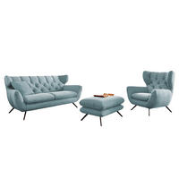 SITZGRUPPE CHARME Hellblau - Hellblau, Textil (225/94/95cm) - KAWOLA