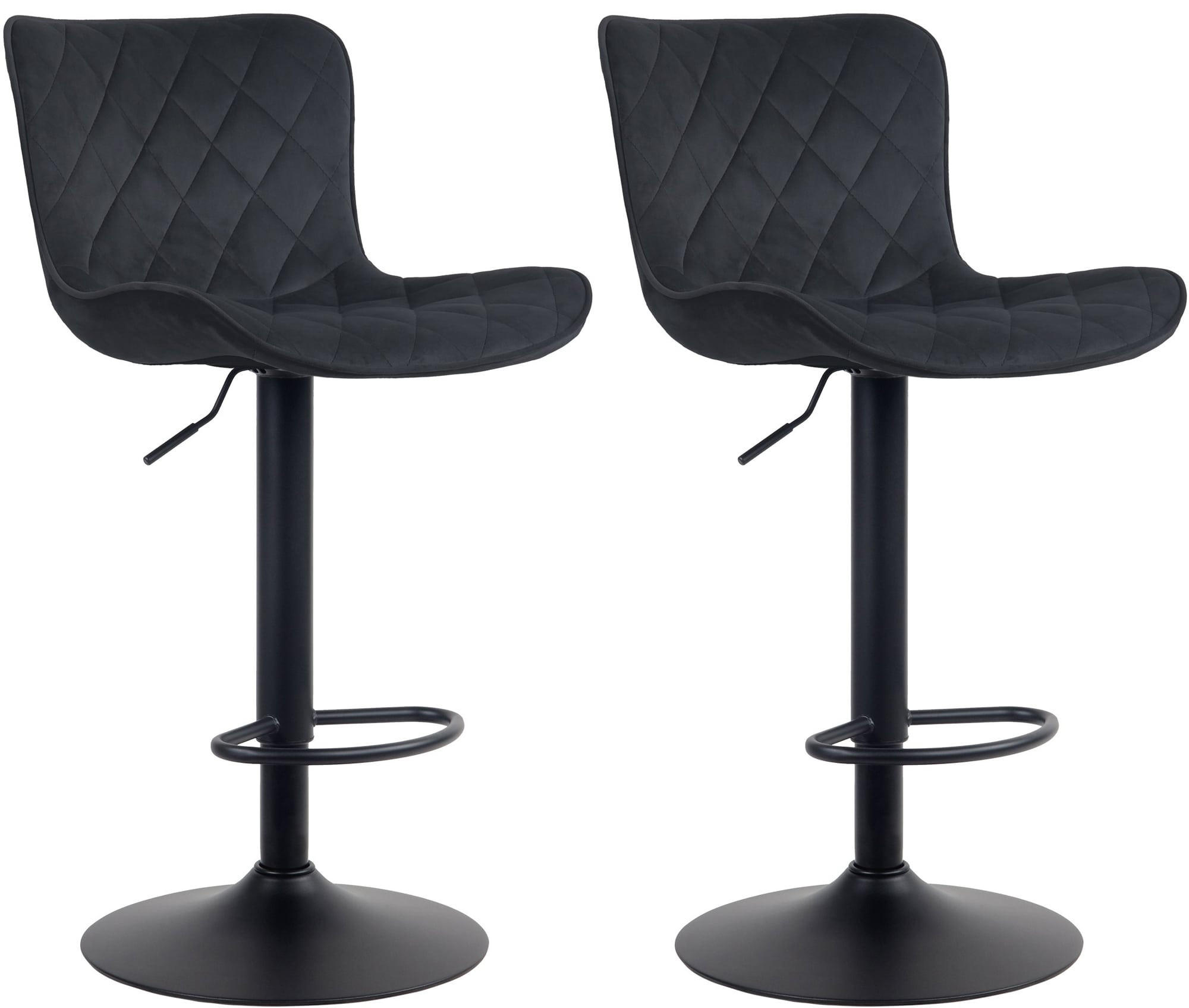 BARHOCKER 2er Set Samt schwarz - Schwarz, Textil/Metall (48/83/54cm) - CLP