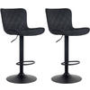 BARHOCKER 2er Set Samt schwarz - Schwarz, Textil/Metall (48/83/54cm) - CLP