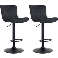 BARHOCKER 2er Set Samt schwarz - Schwarz, Textil/Metall (48/83/54cm) - CLP