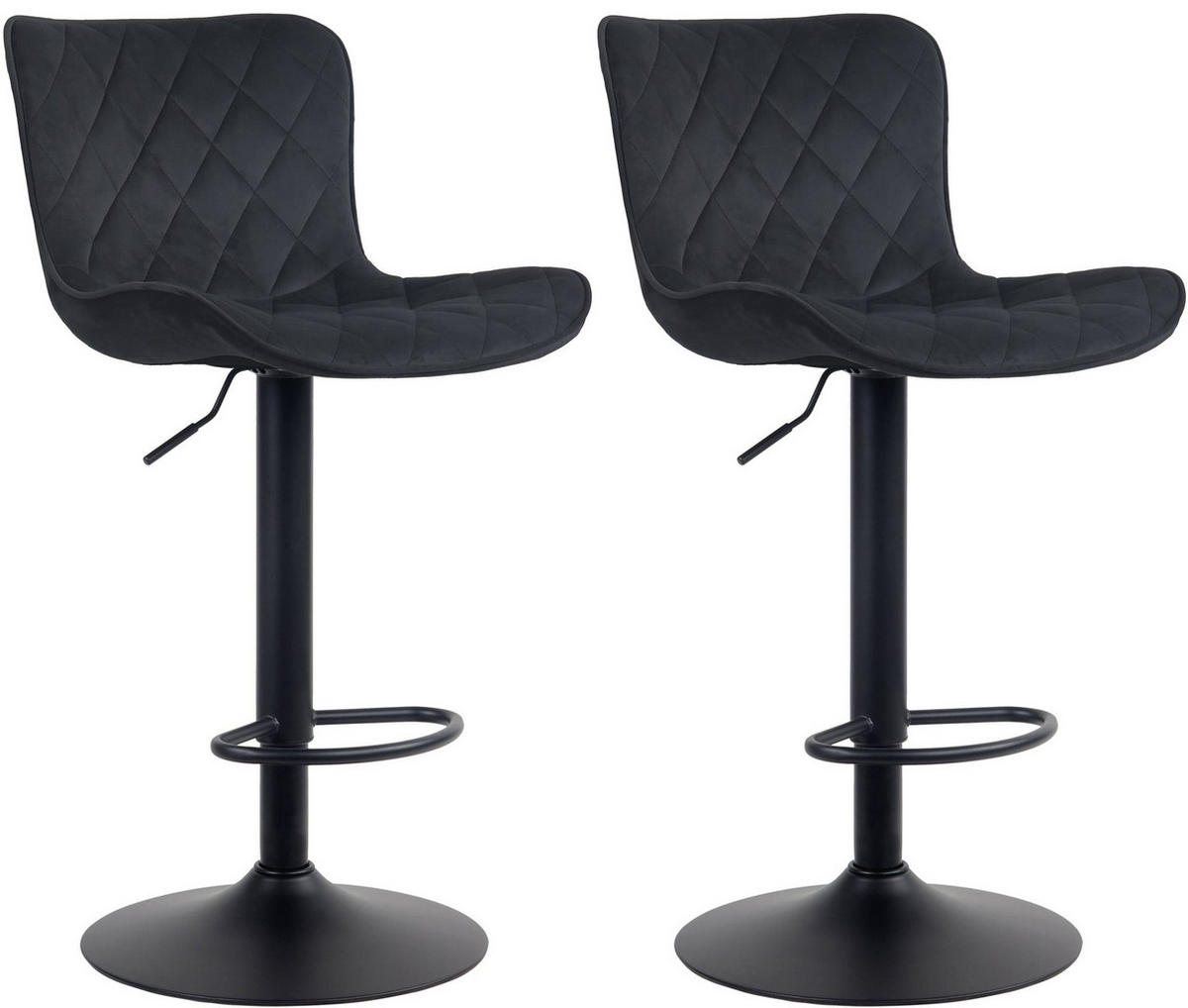 BARHOCKER 2er Set Samt schwarz - Schwarz, Textil/Metall (48/83/54cm) - CLP