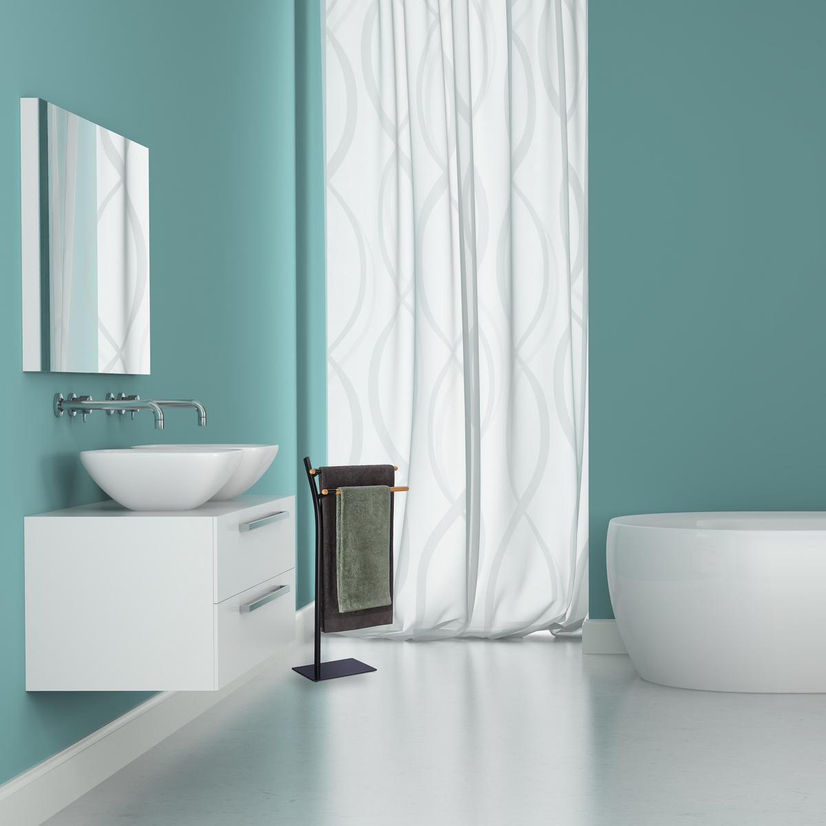 HANDTUCHHALTER - Multicolor, Holz/Metall (46.5/88/20cm) - Relaxdays