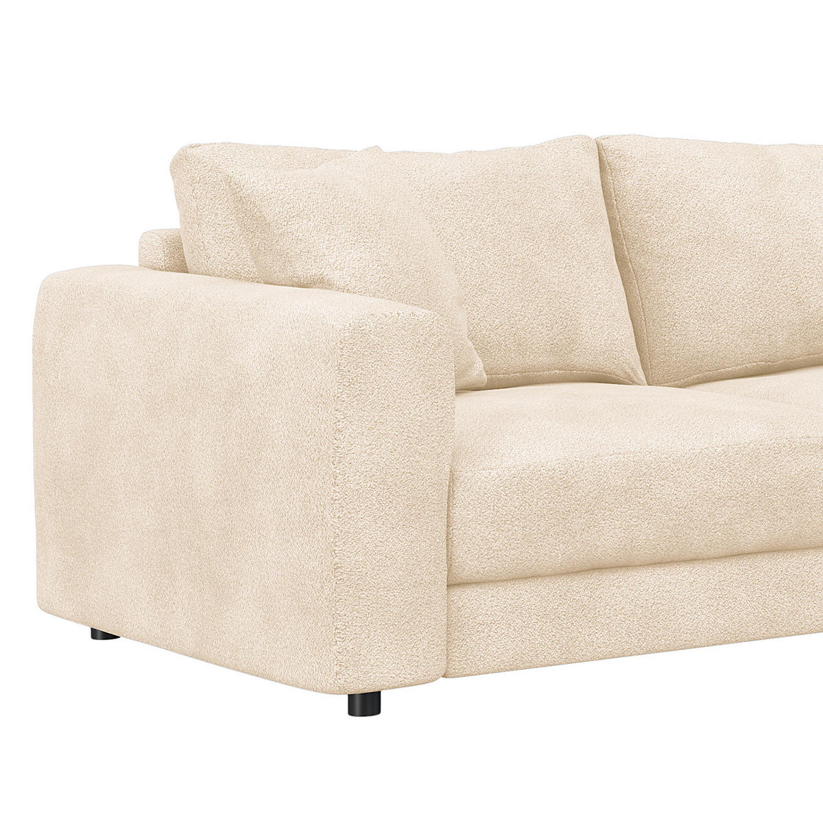 ECKSOFA mit Longchair - Beige/Schwarz, Kunststoff/Textil (286/183cm) - home24