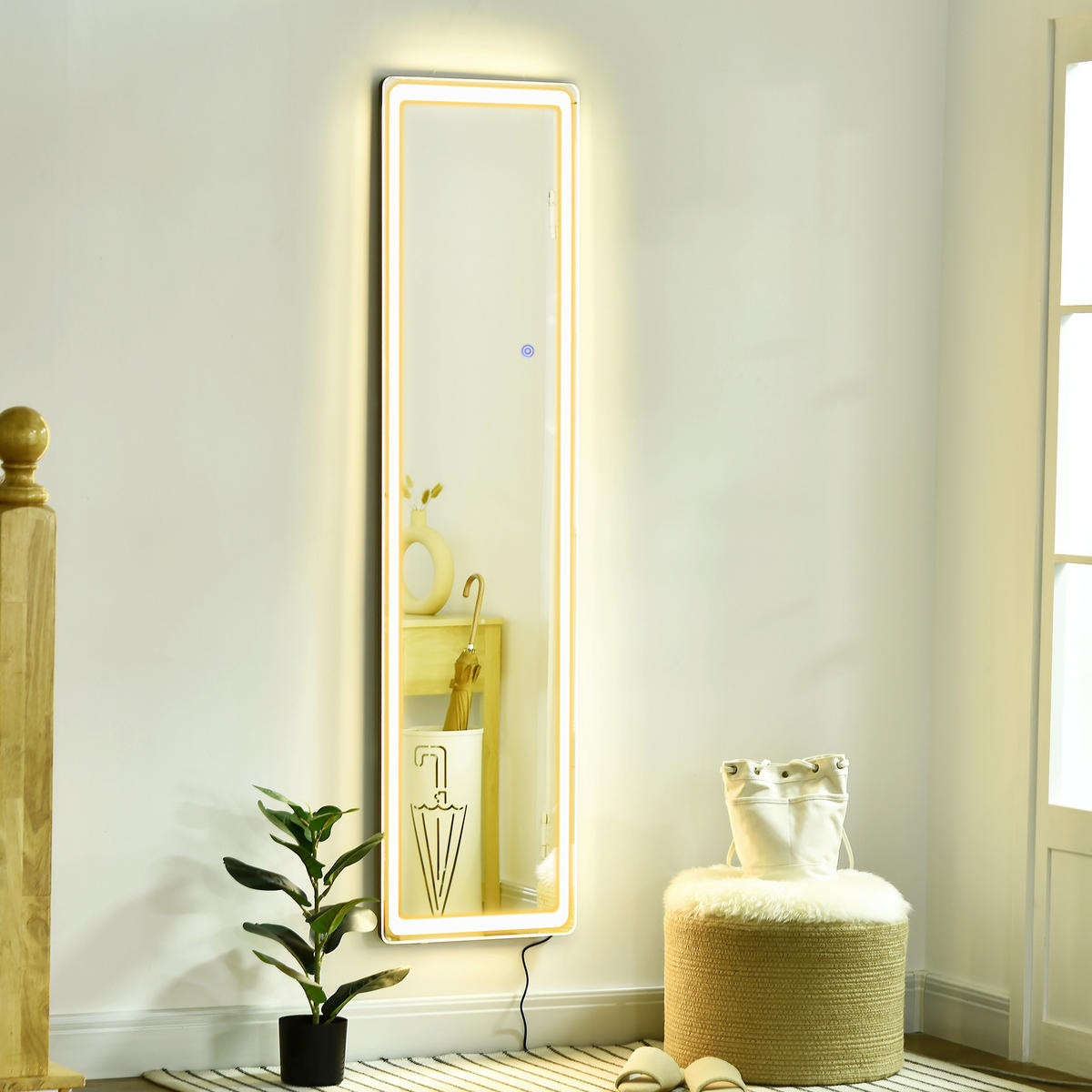 2 in 1 Standspiegel, Ganzkörperspiegel mit LED-Beleuchtung, Ankleidespiegel - Silberfarben, Glas (37/157.5/40cm) - HOMCOM