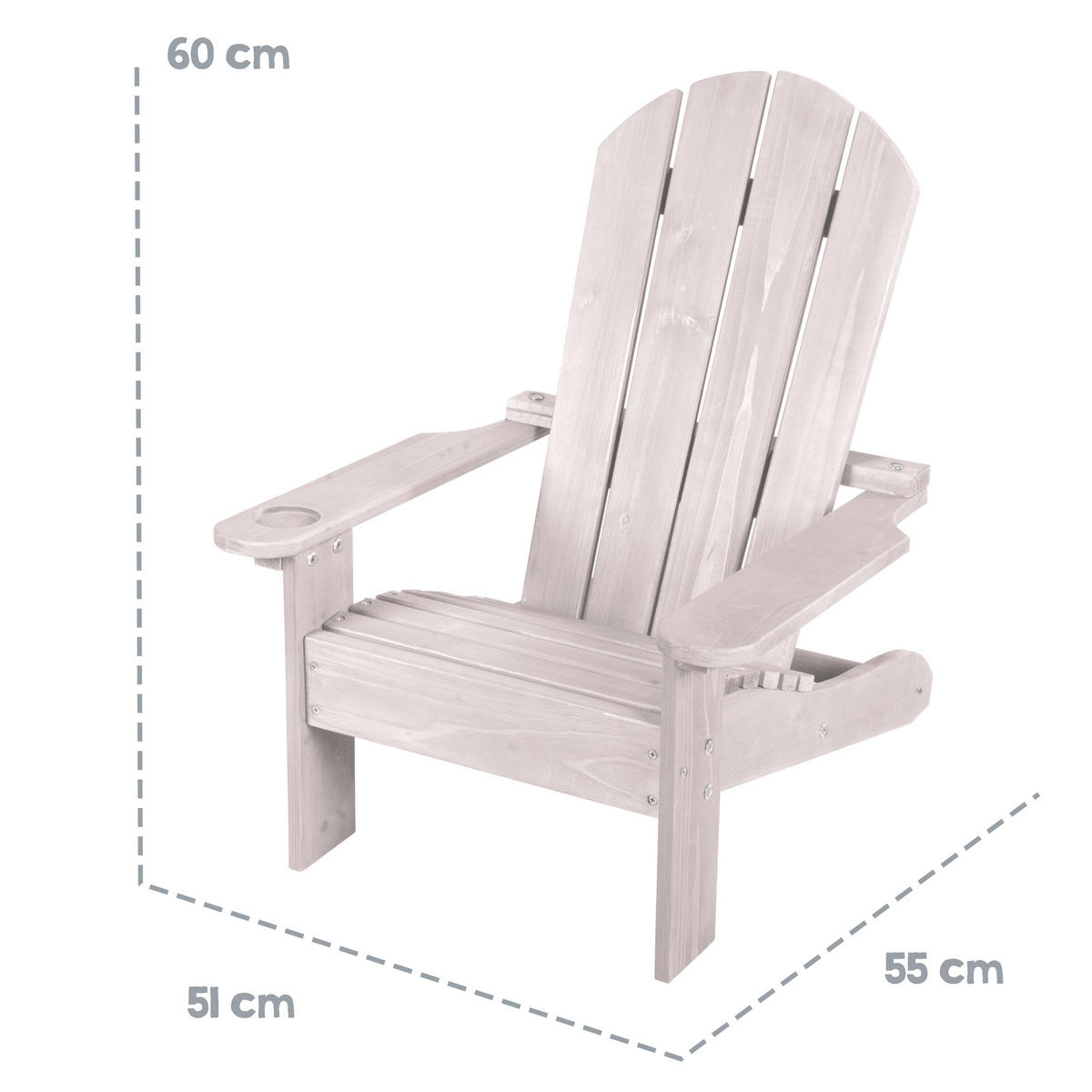 OUTDOORSTUHL "Deck Chair" - Hellgrau, Holz (51/60/55cm) - Roba