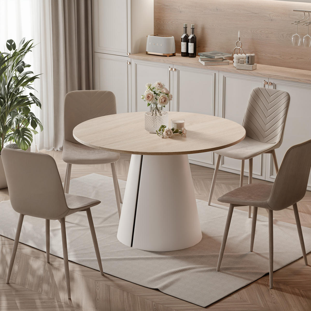 AUSZIEHTISCH BASE 100-176/76 cm, Weiß / Sonoma-Eiche - Weiß/Sonoma Eiche, Holzwerkstoff/Metall (100/100/76cm) - Idohome