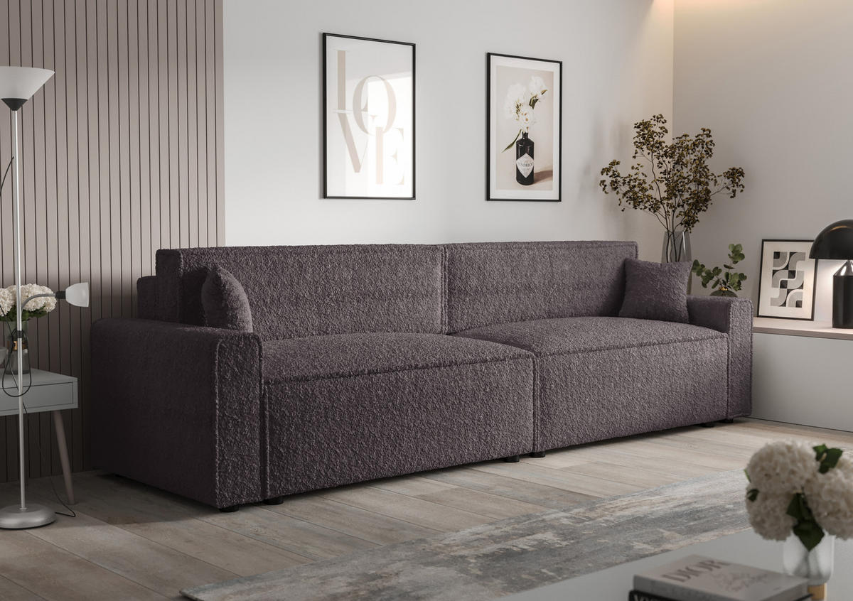 DOPPELSOFA Mira mit Schlaffunktion - Graubraun/Braun, Textil (292/90/85cm) - SIMKAM Furniture