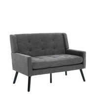 2-SITZER 119/75/88 cm Leinenpolster mit Knopfsteppung, Massivholzbeinen Dunkelgrau - Dunkelgrau, Textil (75/88/120cm) - OKMYHOME