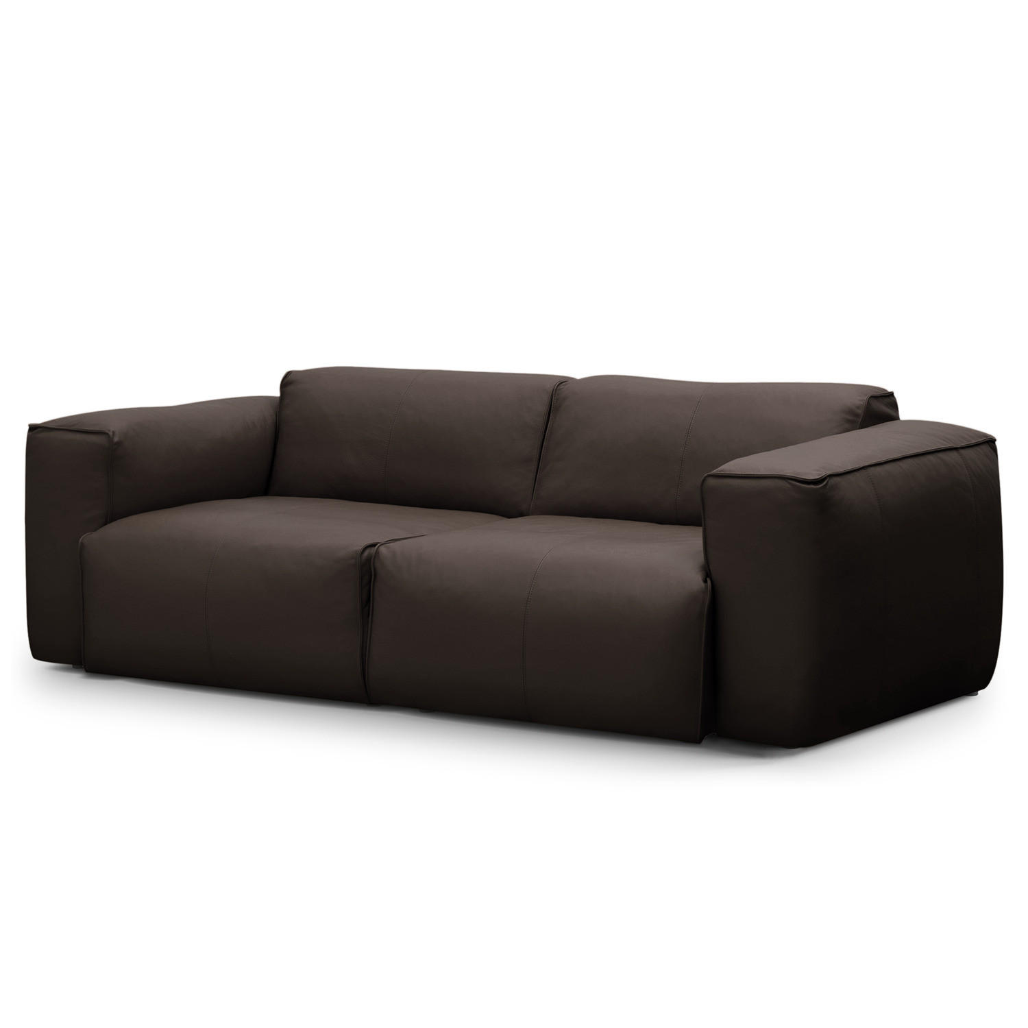 2-SITZER SOFA - Dunkelbraun/Schwarz, Leder (220/71/102cm) - home24