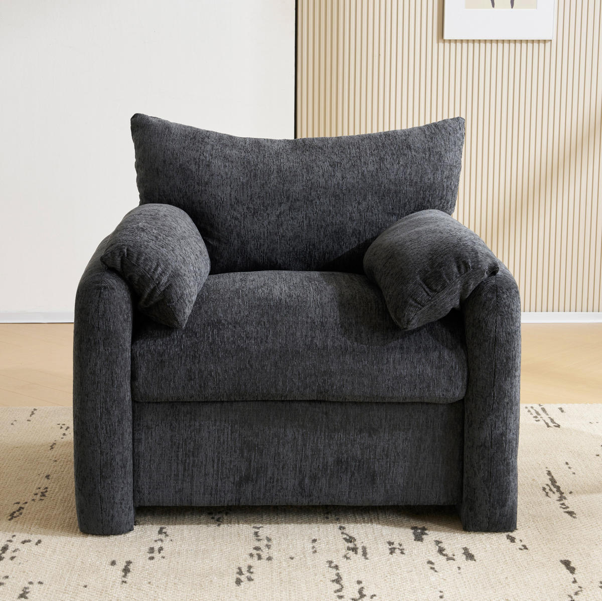 SESSEL mit Chenille-Bezug 96 x 82 x 84 cm Grau - Grau, Holzwerkstoff (82/84/96cm) - Meubliv