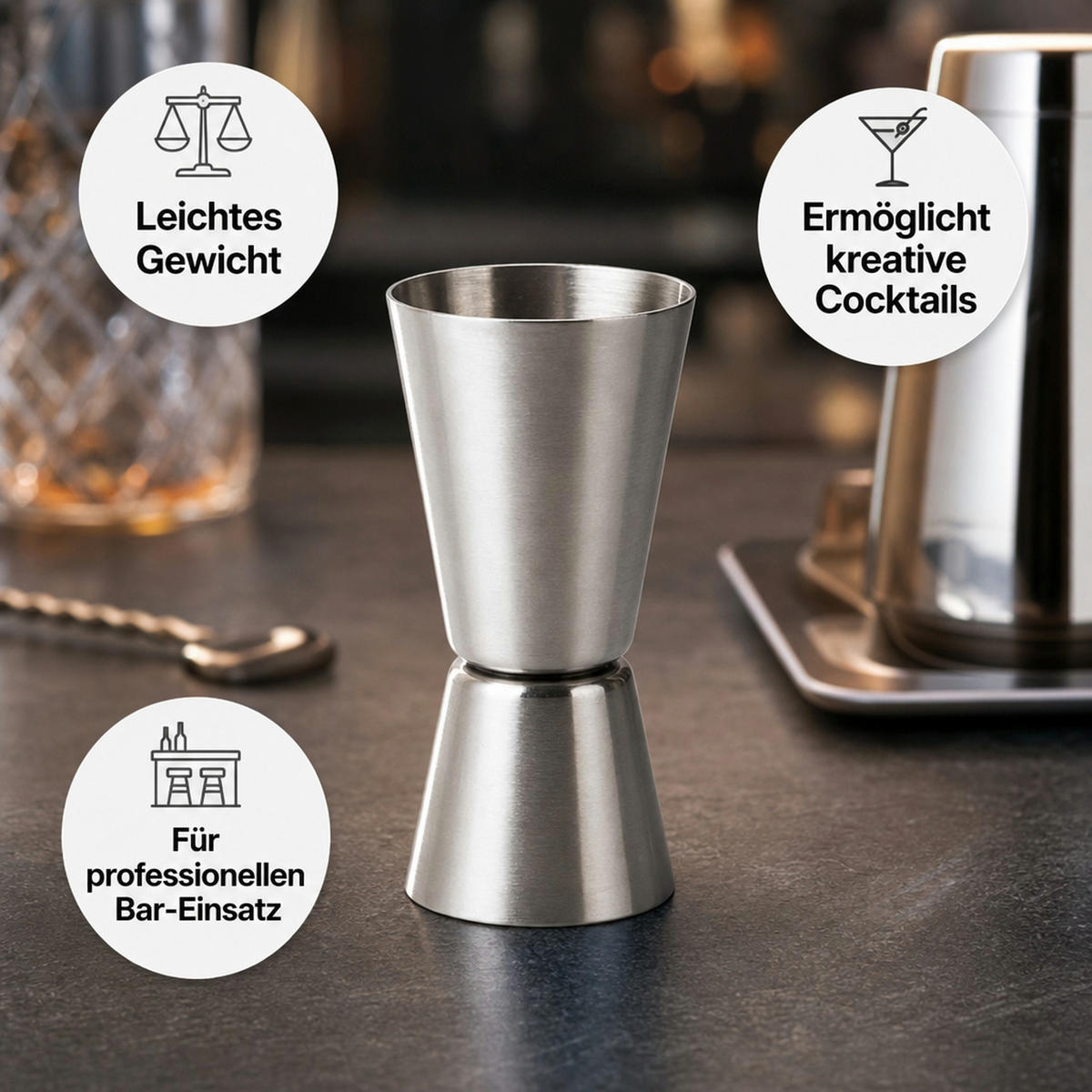 JIGGER - Edelstahlfarben, Metall (4.2/8.8/4.2cm) - ich-zapfe
