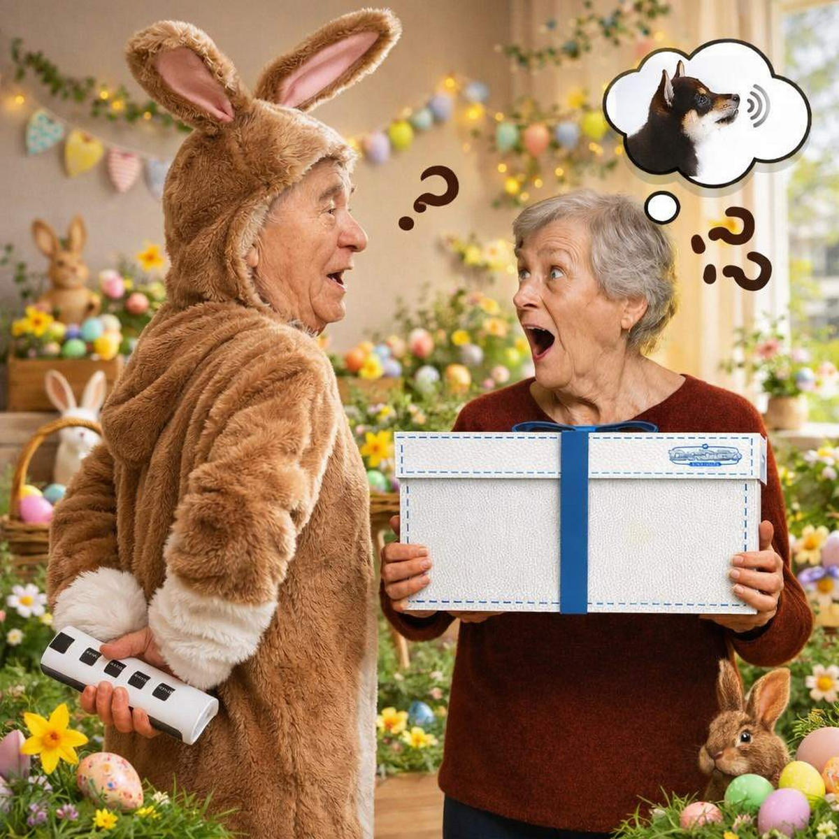 OSTERGESCHENKEBOX mit Soundfunktion 41/31/18 cm - Weiß, Metall (31/18/41cm) - DanDiBo