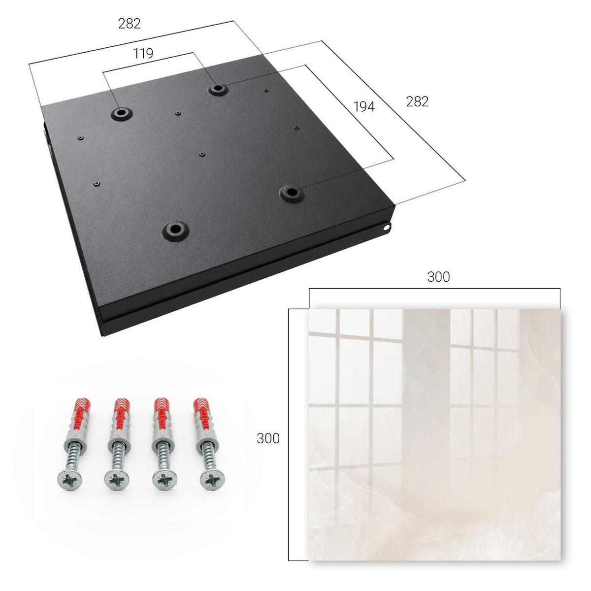 SCHLÜSSELBOX Schwarz 30x30 cm- Türöffnung nach rechts - Beige Eleganz - Beige, Metall (30/30/5cm) - TULUP