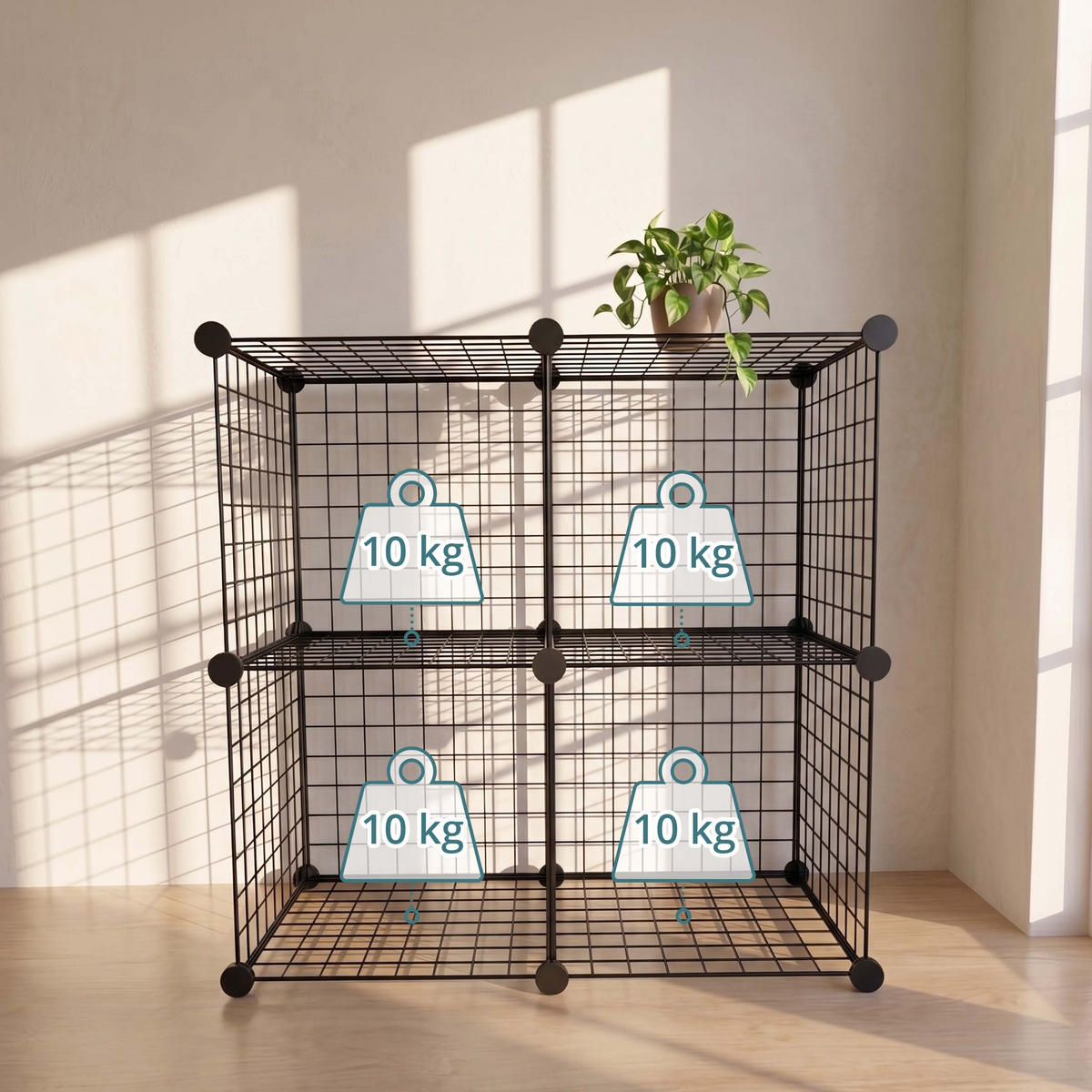 MODULÁRNÍ regál - černá, kov (75/75/37cm) - Relaxdays