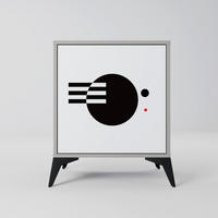 SIDEBOARD BLACK AND WHITE COMBINATION, Grau, 57,5x42x70,5 cm, Schwarze Metall-Sternfüße - Multicolor/Schwarz, Holzwerkstoff/Metall (57.5/70.5/42cm) - SpaceRebels