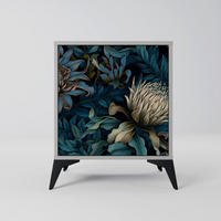 SIDEBOARD TWILIGHT BLOOM, Grau, 57,5x42x70,5 cm, Schwarze Metall-Sternfüße - Multicolor/Schwarz, Holzwerkstoff/Metall (57.5/70.5/42cm) - SpaceRebels