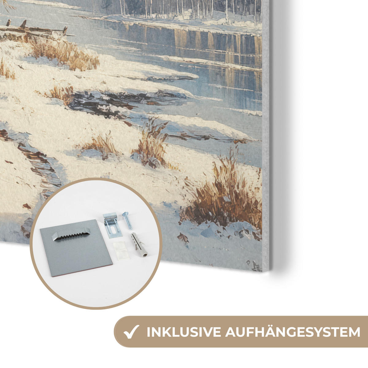 AKUSTIKPANEEL Winter - Schnee - Zuhause - Natur 60x80 cm - Hellbraun, Textil (60/0.9/80cm) - MuchoWow