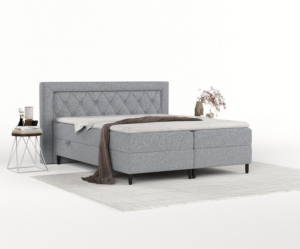 BOXBETT Avani Grau 160/200 cm - Schwarz/Grau, Holz/Holzwerkstoff (160/200cm) - Maison de Reve