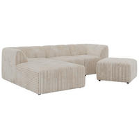 ROHOVÁ SEDAČKA VORITA L 4M - Béžová Manšestr - Vlevo - černá/krémová, textil/plast (267/176cm) - MKS