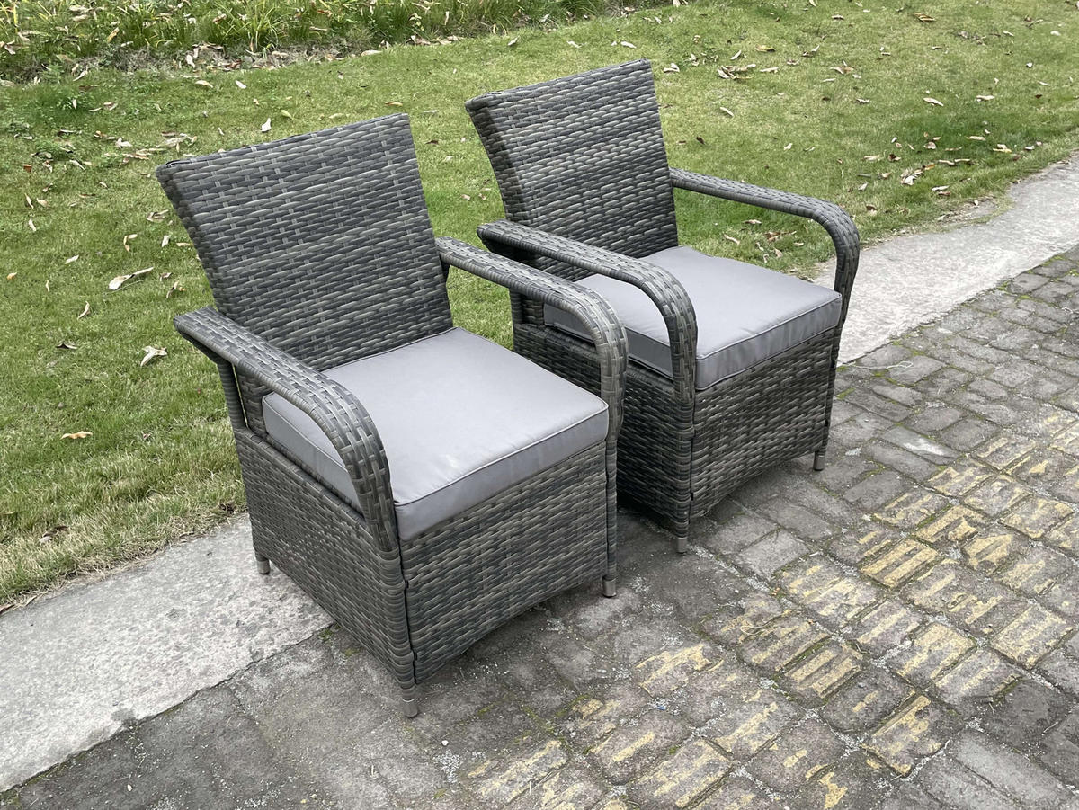 GARTENSOFA Hohe Rückenlehne Polyrattan 4-Sitzer - Dunkelgrau/Grau, Glas/Kunststoff - Fimous