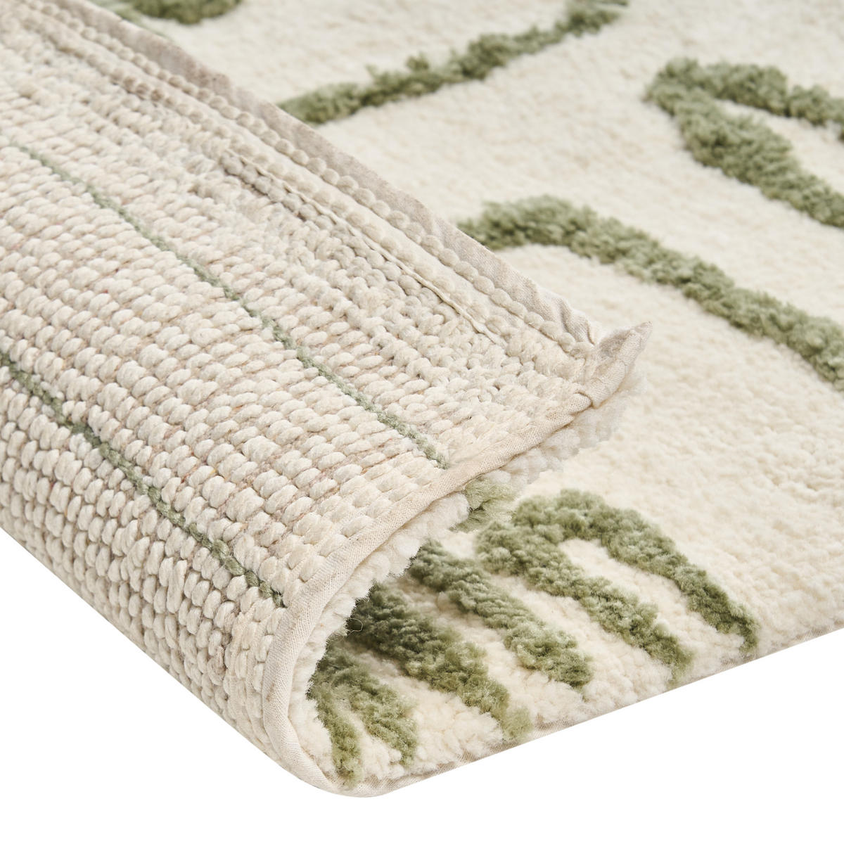 KOUPELNOVÁ PŘEDLOŽKA Béžová 60/90 cm Daharl - olivově zelená/zelená barva, textil (60/90cm) - Beliani