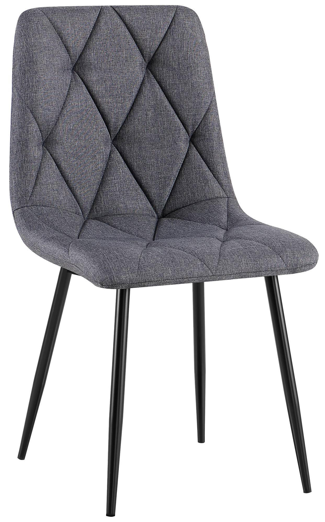 ESSZIMMERSTUHL Stoff Dunkelgrau - Dunkelgrau/Schwarz, Textil/Metall (45/85/55cm) - CLP